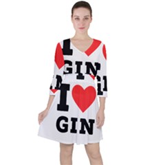 I Love Gin Quarter Sleeve Ruffle Waist Dress by ilovewhateva