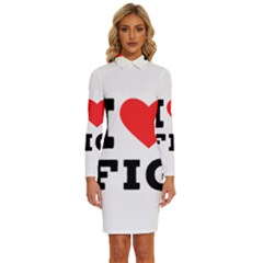 I Love Fig  Long Sleeve Shirt Collar Bodycon Dress by ilovewhateva