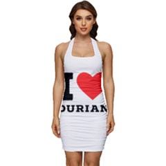 I Love Durian Sleeveless Wide Square Neckline Ruched Bodycon Dress by ilovewhateva