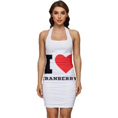 I Love Cranberry Sleeveless Wide Square Neckline Ruched Bodycon Dress by ilovewhateva