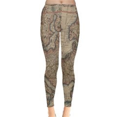 Old Vintage Classic Map Of Europe Inside Out Leggings by B30l