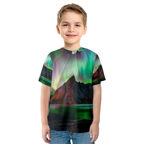 Aurora Borealis Nature Sky Light Kids  Sport Mesh Tee by B30l