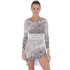 Mountain View Mountain Top Infographics Map Asymmetric Cut-out Shift Dress by B30l