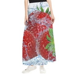 Red Strawberries Water Squirt Strawberry Fresh Splash Drops Maxi Chiffon Skirt by B30l