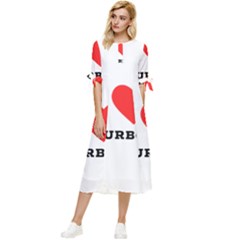 I Love Bourbon  Bow Sleeve Chiffon Midi Dress