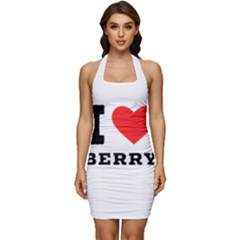 I Love Berry Sleeveless Wide Square Neckline Ruched Bodycon Dress by ilovewhateva