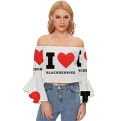 I Love Blackberries  Off Shoulder Flutter Bell Sleeve Top by ilovewhateva