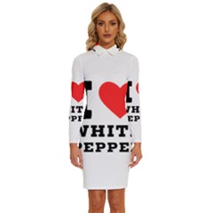 I Love White Pepper Long Sleeve Shirt Collar Bodycon Dress by ilovewhateva