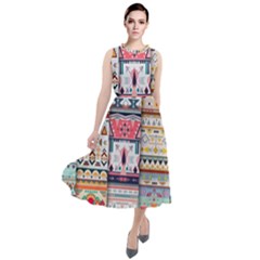 Pattern Texture Multi Colored Variation Round Neck Boho Dress by danenraven