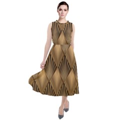 Brown Abstract Background Texture Pattern Seamless Round Neck Boho Dress by danenraven