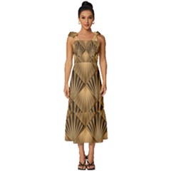 Brown Abstract Background Texture Pattern Seamless Tie-strap Tiered Midi Chiffon Dress by danenraven