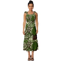 Texture Ornament Pattern Seamless Paisley Tie-strap Tiered Midi Chiffon Dress by danenraven