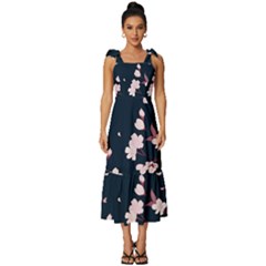 Flowers Texture Textured Pattern Tie-strap Tiered Midi Chiffon Dress by danenraven