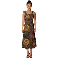 Paisley Abstract Fabric Pattern Floral Art Design Flower Tie-strap Tiered Midi Chiffon Dress by danenraven