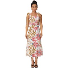 Flowers Pattern Seamless Floral Floral Pattern Tie-strap Tiered Midi Chiffon Dress by danenraven