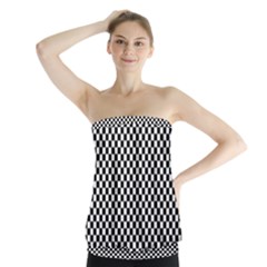 Black And White Checkerboard Background Board Checker Strapless Top by Cowasu