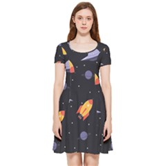 Cosmos Rockets Spaceships Ufos Inside Out Cap Sleeve Dress by Cowasu