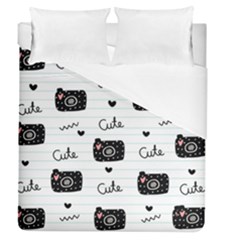 Cute Cameras Doodles Hand Drawn Duvet Cover (queen Size) by Cowasu