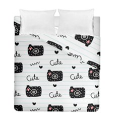 Cute Cameras Doodles Hand Drawn Duvet Cover Double Side (full/ Double Size) by Cowasu