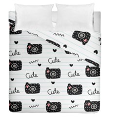 Cute Cameras Doodles Hand Drawn Duvet Cover Double Side (queen Size) by Cowasu