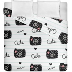 Cute Cameras Doodles Hand Drawn Duvet Cover Double Side (king Size) by Cowasu