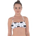 Cute Cameras Doodles Hand Drawn Halter Bandeau Bikini Top View1