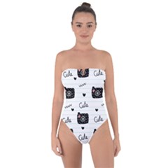 Cute Cameras Doodles Hand Drawn Tie Back One Piece Swimsuit by Cowasu