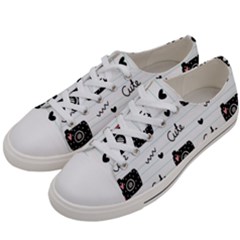 Cute Cameras Doodles Hand Drawn Women s Low Top Canvas Sneakers by Cowasu