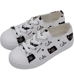 Cute Cameras Doodles Hand Drawn Kids  Low Top Canvas Sneakers by Cowasu