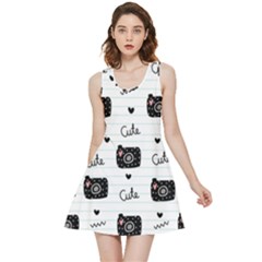 Cute Cameras Doodles Hand Drawn Inside Out Reversible Sleeveless Dress by Cowasu