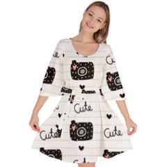 Cute Cameras Doodles Hand Drawn Velour Kimono Dress by Cowasu