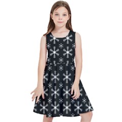 Snowflakes Background Pattern Kids  Skater Dress by Cowasu