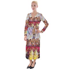 New York Skyline Manhattan City Velvet Maxi Wrap Dress by Cowasu