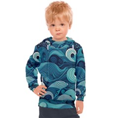 Waves Ocean Sea Abstract Whimsical Abstract Art Kids  Hooded Pullover by Cowasu