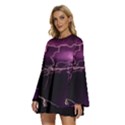 Storm Flashlight Space Nature Round Neck Long Sleeve Bohemian Style Chiffon Mini Dress View2