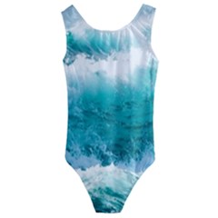 Ai Generated Waves Ocean Sea Tsunami Nautical Blue Sea Kids  Cut-out Back One Piece Swimsuit by Cowasu