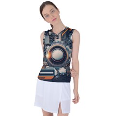 Illustrations Technology Robot Internet Processor Women s Sleeveless Sports Top by Cowasu