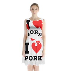 I Love Pork  Sleeveless Waist Tie Chiffon Dress by ilovewhateva