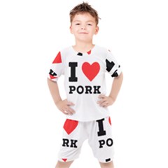 I Love Pork  Kids  Tee And Shorts Set by ilovewhateva