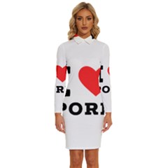 I Love Pork  Long Sleeve Shirt Collar Bodycon Dress by ilovewhateva