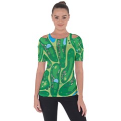 Golf Course Par Golf Course Green Shoulder Cut Out Short Sleeve Top by Cowasu