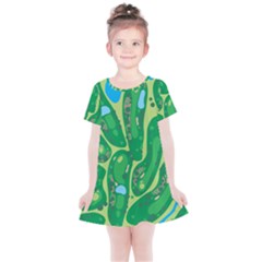 Golf Course Par Golf Course Green Kids  Simple Cotton Dress by Cowasu