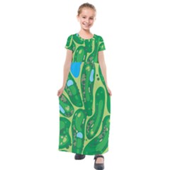 Golf Course Par Golf Course Green Kids  Short Sleeve Maxi Dress by Cowasu