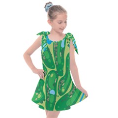 Golf Course Par Golf Course Green Kids  Tie Up Tunic Dress by Cowasu