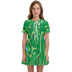 Golf Course Par Golf Course Green Kids  Sweet Collar Dress by Cowasu