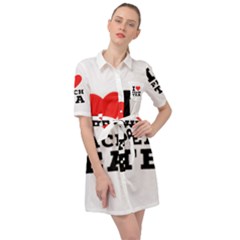 I Love Peach Tea Belted Shirt Dress by ilovewhateva