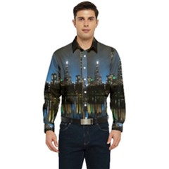 New York Night Central Park Skyscrapers Skyline Men s Long Sleeve  Shirt by Cowasu