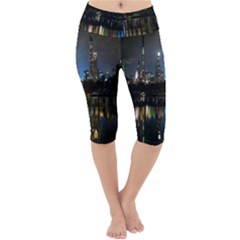 New York Night Central Park Skyscrapers Skyline Lightweight Velour Cropped Yoga Leggings by Cowasu