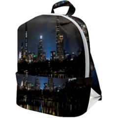 New York Night Central Park Skyscrapers Skyline Zip Up Backpack by Cowasu