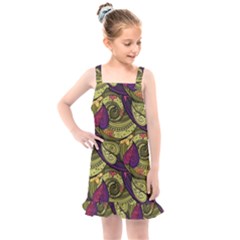 Pattern Vector Texture Style Garden Drawn Hand Floral Kids  Overall Dress by Cowasu